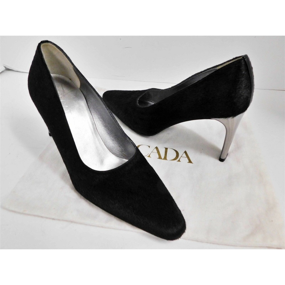New Escada Italy Black Calf Hair Pumps 6.5 M